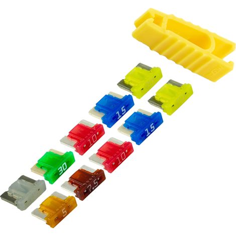 Juego de 10 fusibles de cuchilla de perfil bajo Mini Low Pro con pinza (1/4)