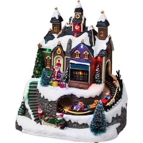 Fééric Lights And Christmas – Village de Noël lumineux animé musical – Dimensions 19x15x21,5 cm – Poids 0,47 kg – Éclairage LED multicolore (1/6)
