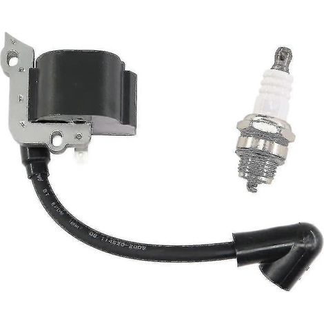 Bobine d'allumage avec bougie pour tronçonneuses Stihl FS38, FS46, FS45, FS55, FC55, FC55Z, FC55-DZ, HL45, HL45Z, HL45-DZ, HS45, HS45Z, KM55, KM55RZ, KM55C et KM55R (pièce de rechange) (1/5)