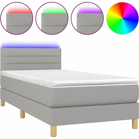 Maison Exclusive - Cama box spring colchón y luces LED tela gris (1/5)