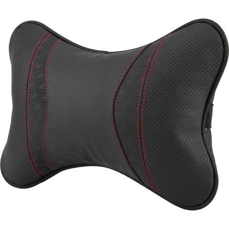 Accessoire Auto Coussin Repos Appuie-Tête Siège Voiture en Cuir Noir Oreiller Cervical Soutien (1/5)