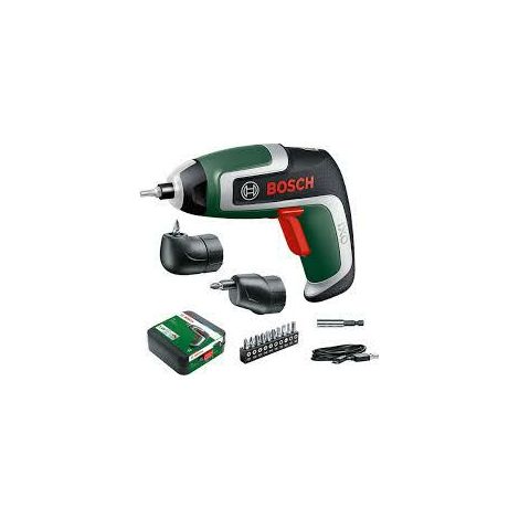Bosch Destornillador inalámbrico compacto IXO (7ª generación, 3,6 V/2,0 Ah, 5,5 Nm, incluye adaptador angular para atornillar y adaptador para atornillar cerca del borde, cable microUSB, maletín)