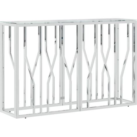 Table console,Table d'appoint,Bout de canapé,Meuble d'entrée 110x30x70 cm acier inoxydable et verre