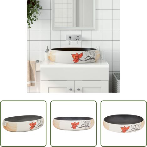 vidaXL Lavabo multicolore -  Lavabo da Appoggio Multicolore Ovale 59x40x15 cm Ceramica