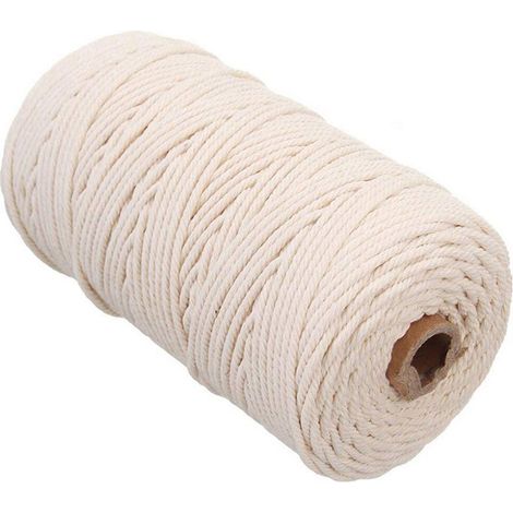 Corde en coton douce et peau-friendly, multifonctionnelle pour suspension murale, art mural et tapisserie, fil de coton naturel pour décoration DIY。 (1/5)