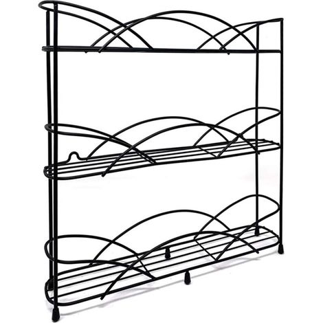 Rangement Epices - Support Etagere a Epices Noire - Comprend 2 Ventouses, Parfait pour Stocker Les Épices et Les Herbes, Peut Contenir 21 Pots Range Epices Cuisine (1/5)