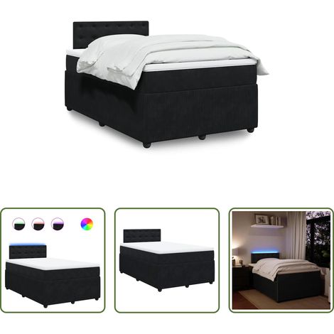Matelas à ressorts ensachés - Sommier à lattes de lit avec matelas noir 120x190 cm velours (1/5)