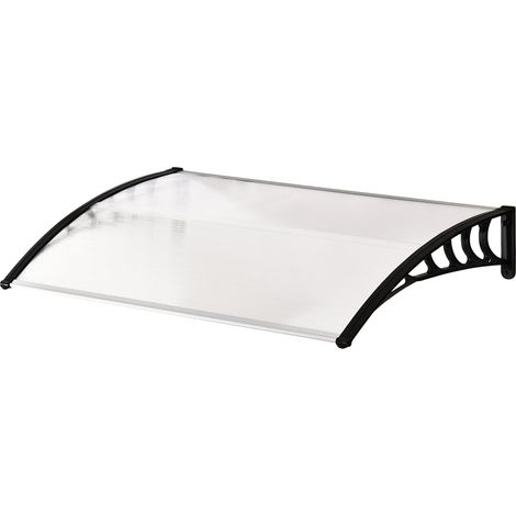 Vordach Haustür Überdachung Pultbogenvordach Aus Polycarbonat Mit Uv-Schutz, Weiß, 90X150Cm