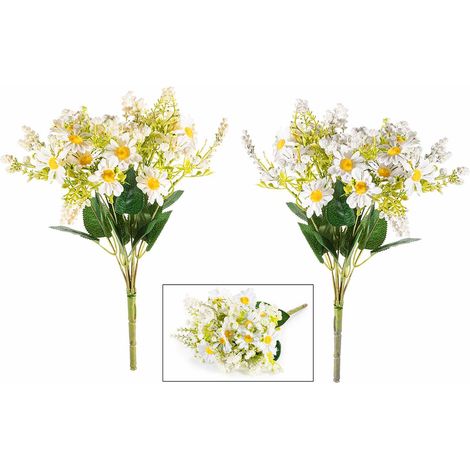 Mazzi a bouquet di margherite artificiali, set da 6 pezzi, cm 26 H (con gambo 39)