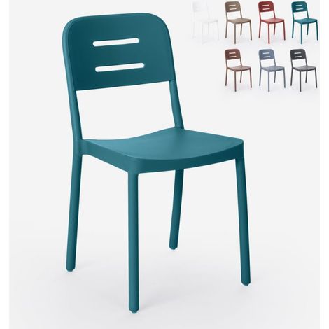 Stuhl aus Polypropylen in modernem Design für Küche Bar Restaurant Garten Mose - Blau
