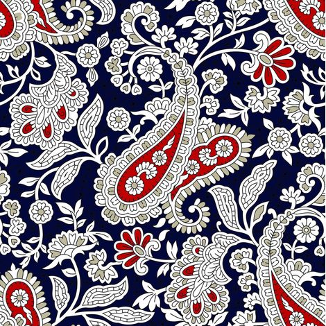 Tela decorativa para exteriores Oxford - estampado oriental rojo y blanco I DR168 (1/5)