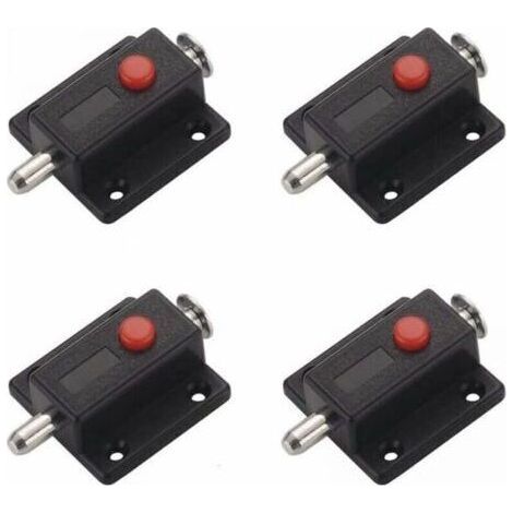 Cerradura Targette, pestillo deslizante de seguridad automático con resorte para armarios, pestillos para puertas interiores y exteriores, ventanas, vestidores, dormitorios y baños - 4 piezas (Negro) (1/4)