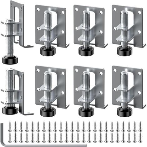 BUNTHAUS Lot de 8 pieds de meubles réglables 55/102 mm - Pieds de nivellement de meubles robustes - Pieds réglables en hauteur pour meubles avec 48 petites vis et 1 clé Allen pour armoires, étagères, 