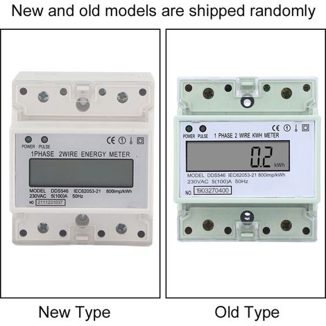 Einphasiger elektronischer Energiezähler 230 V 5 A mit LCD-Digitalanzeige für Smart Home DDS546, Schienenmontage (1/5)