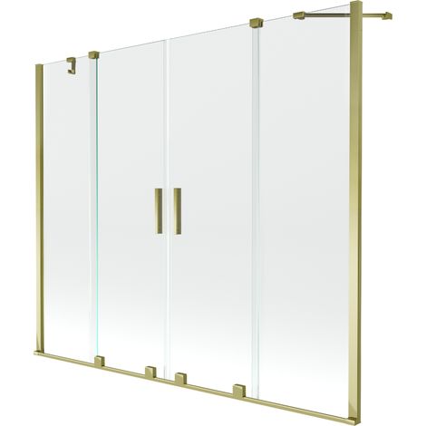 Mexen Velar Duo paroi de baignoire à 2 panneaux coulissants 190 x 150 cm, transparente, dorée - 896-190-000-02-50 (1/5)