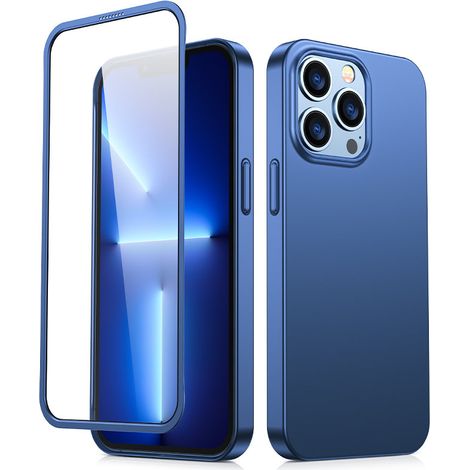 Schutzhülle für iPhone 13 Pro, Vorder- und Rückseite + gehärtetes Glas, blau (1/5)