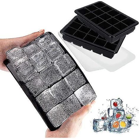 (noir) Bacs Glaons 15 Compartiments, Lot De 2 Grands Bacs Glaons En Silicone Avec Couvercles, Bacs Glaons Empilables Et Peu Encombrants Pour L (1/5)