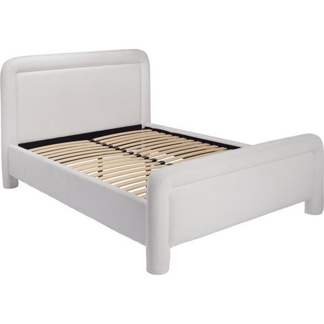 Leonnie Double Bed Frame - Chenille - L211 x W151.5 x H110 cm - Ghost - Full Assembly Required