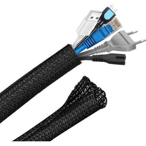 Manchon de Cache Câble Réglable - ZHUODIKE - Diamètre 16 mm - Noir - PET durable (1/4)