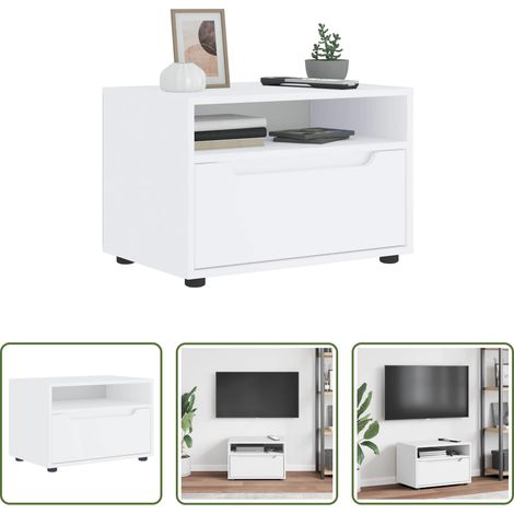 Rangement salon - Meuble TV VISNES blanc 60x40x38 cm bois d'ingénierie (1/5)