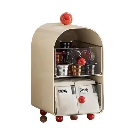 Boîte de rangement pour sachets de thé de bureau avec tiroir, porte-capsules de café anti-poussière pour table de bureau/salle à manger, version épaisse - blanc laiteux (un paquet) (1/5)