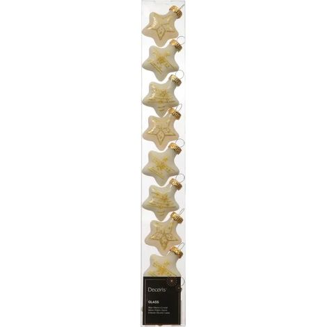 Caja 9 estrellas de Navidad en vidrio blanco lana H3 cm (1/3)