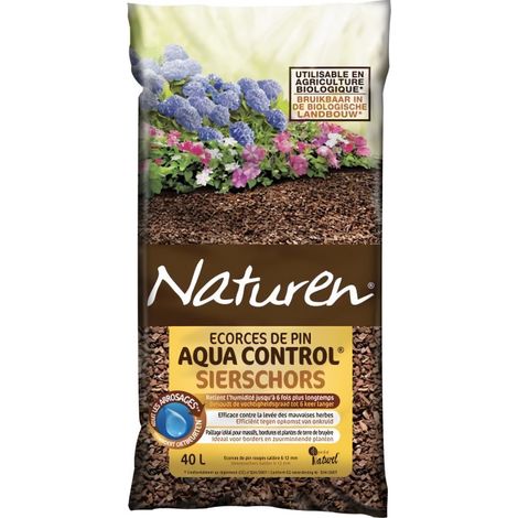 Écorces de pin maritime compostées 40L – Retient l'humidité 6 fois plus longtemps – Calibre 6-12 mm – Utilisable en agriculture biologique – Naturen
