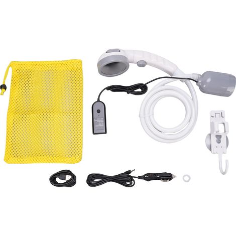 Douche portable pour le camping, la voiture ou une utilisation en extérieur avec pompe électrique USB, étanche IPX7, 3 modes de pulvérisation réglables. (1/5)