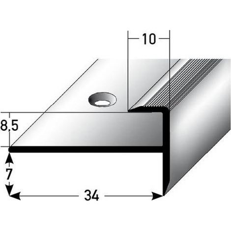 PROVISTON Einfassprofil 34 x 15.5 x 1000 mm Aluminium eloxiert Abschlussprofil Silber Geriffelt Gebohrt