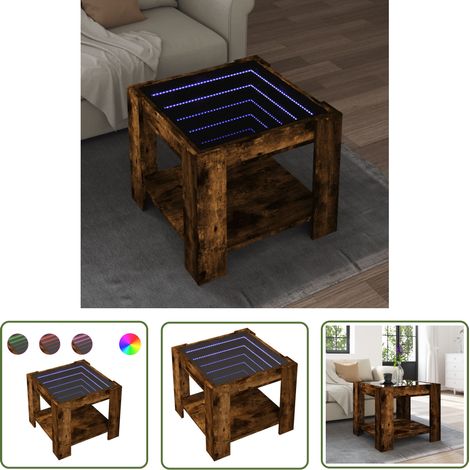 vidaXL LED-Couchtisch Räuchereiche 53x53x45 cm Holzwerkstoff (1/5)