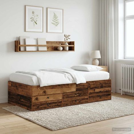 vidaXL Bed Frame with Storage Old Wood 80 x 200 cm Engineered Wood (1/5)