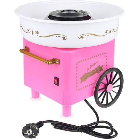500W Zuckerwattemaschine Zuckerwattegerät Candymaker Automat mit Wagen[Rosa]