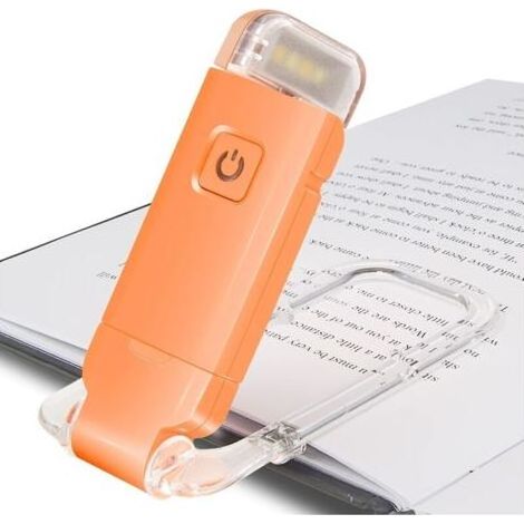 Pair Orange Lampe de Lecture Rechargeable USB 3 Réglages de Luminosité Pour la Protection Des Yeux, Flexible Pince Pour Lire Au Lit, eReaders, Voyage (1/5)