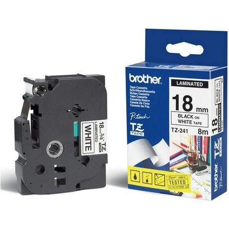 Cinta Brother P-Touch negra sobre blanco, TZ241
