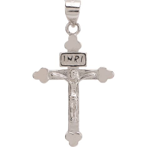 Crucifix Pendant S925 Sterling Silver Simple Fashion INRI Jesus Cross Necklace Pendant Decoration (1/5)