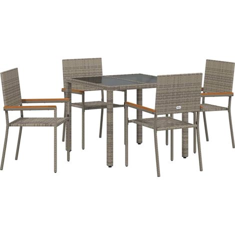 Maison Exclusive - Garten Essgruppe 5 pcs Grau Poly-Rattan