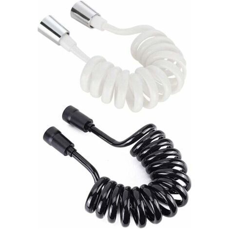 2-piece shower hose, 2 m/6.6 ft. Flexible Retractable Shower Hose with Copper Cap, Retractable Hose for Shower, Toilet and Bidet White (Black, White) (1/4)
