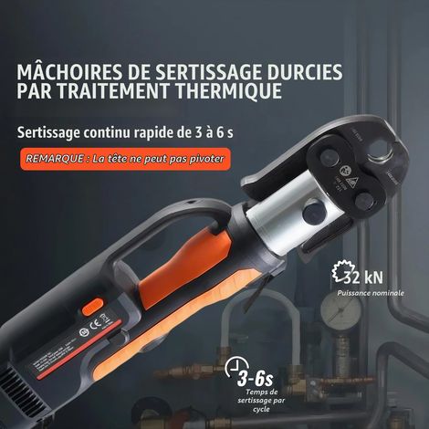 Kit d'outils de sertissage de tuyaux électriques alimentés avec 2 batteries 18 V 4,0 Ah, pince à sertir, avec mâchoires V15, V22, V28, chargeur rapide et étui de transport (1/5)