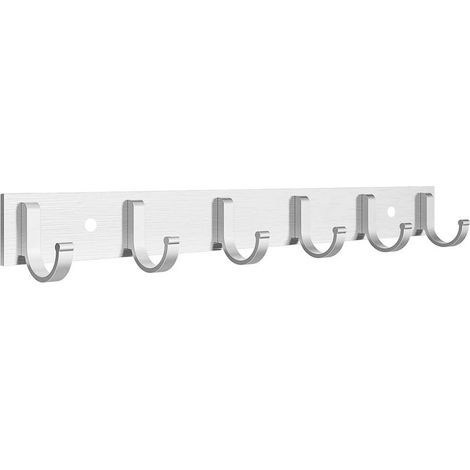 Barra con ganci in acciaio inox da 6/8. Ganci appendiabiti. Appendiabiti a parete. Ganci multifunzionali per bagno, cucina, corridoio e camera da letto, per uso interno/esterno. (1/5)