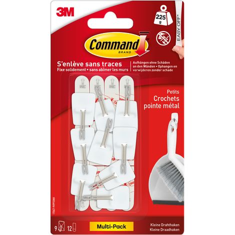 Command™ lot de 2 multi-Packs de Crochets Pointe Métal Petit Modèle (par multipack 9 crochets + 12 languettes) - Sans outil - Accrochage sans Dommage