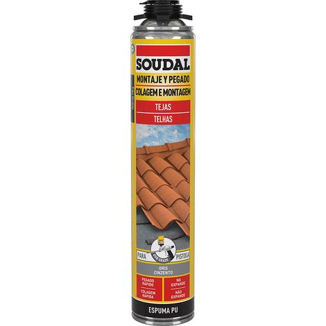 Mousse Pu Pour Tuiles Pistolet Grise 750ml Soudal