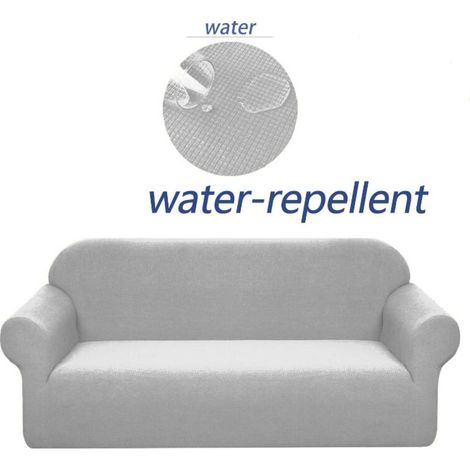 Stretch-Sofabezug, wasserdicht und kratzfest für 1-Sitzer-Sofas, elegantes Muster mit rutschfesten Schaumstoffrollen (1-Sitzer-Sofa, Hellgrau) – 90–140 cm