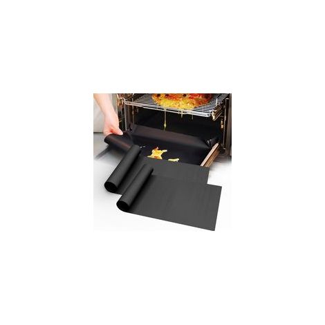 Lot de 2 tapis de cuisson extra-épais pour le fond du four, noirs. (1/4)