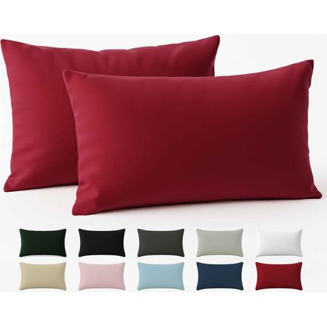 Taie Oreiller 50x70 Coton Renforcé Set de 2 Bordeaux Tissage serré de 57 Fils/cm² Taie Oreiller 50 x 70 cm (1/5)