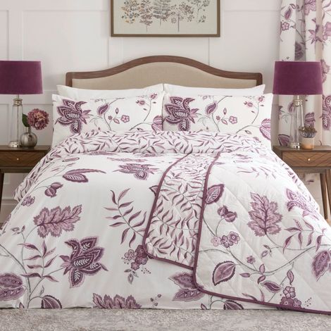 Dreams & Drapes Design - Set copripiumino reversibile Samira, letto matrimoniale in prugna (1/5)