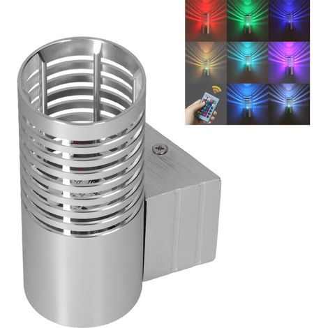 Applique da parete a LED RGB da 3W con telecomando, realizzata in alluminio, ideale per corridoi e scale.