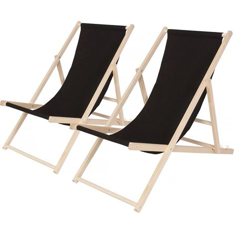 Set di 2 Transat di legno "Chilienne" - Nero