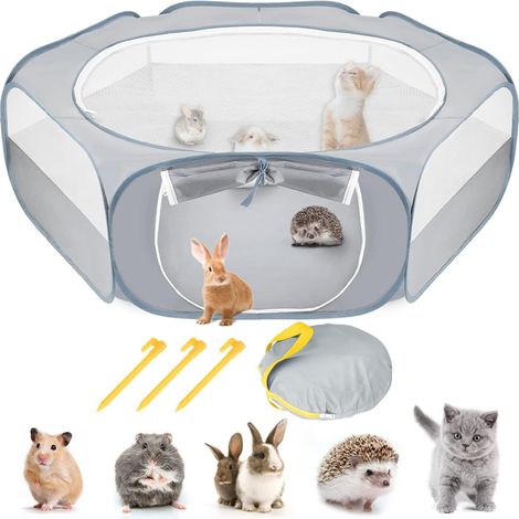 Clôture d'exercice pliable portative pour animaux de compagnie, parc pour petits animaux, avec porte latérale, tente de Cage extérieure pour poussins/chats/chiens/lapins/Hamster (1/5)