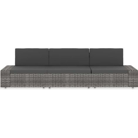 Maison Exclusive - Modulares 3-Sitzer-Sofa Poly Rattan Grau (1/5)