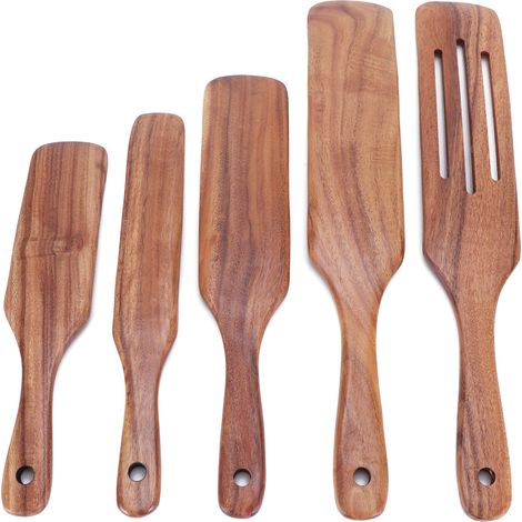 Ensemble de 5 spatules en bois, ustensiles de cuisine et accessoires de table